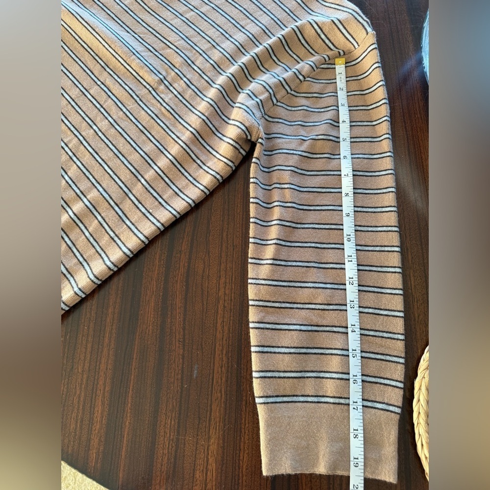 Tan Brown Blue Striped Oversized Polo Sweater Womens XL Preppy College Academia - Picture 10 of 10